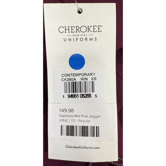Cherokee Euphoria Scrubs/Uniform Mid Rise Jogger Pant Wine XS Medical NWT - Picture 5 of 8